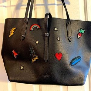 Coach Tattoo Patchwork Pebble Leather City Tote w/Turnlock clasp